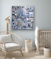 Quilt "tummy time" -  blue confetti- baby boy